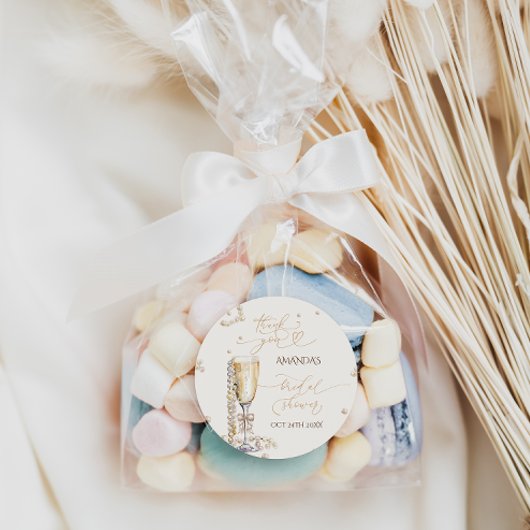 Elegant Pearls & Prosecco Vrijgezellenfeest Dank u Ronde Sticker