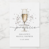 Elegant Pearls & Prosecco Vrijgezellenfeest Favor Wijn Etiket (Enkel label)