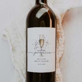 Elegant Pearls & Prosecco Vrijgezellenfeest Favor Wijn Etiket