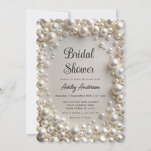 Elegant Pearls Vrijgezellenfeest Kaart (Voorkant)