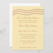 Elegant Pearls Wedding Invitation, Champagne Kaart (Voorkant / Achterkant)