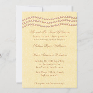 Elegant Pearls Wedding Invitation, Champagne Kaart