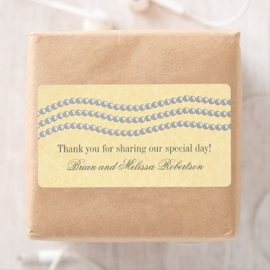 Elegant Pearls Wedding Labels, Ivory Etiket (Insitu)