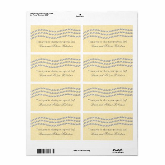 Elegant Pearls Wedding Labels, Ivory Etiket (Full Sheet)