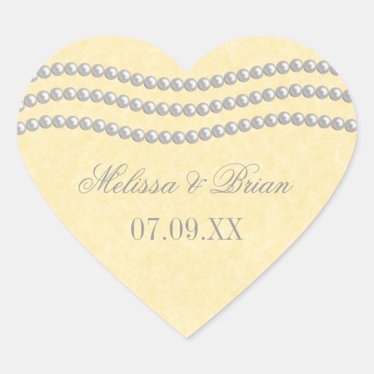Elegant Pearls Wedding Stickers, Ivory Hart Sticker (Voorkant)