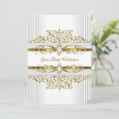 Elegant Pearls White Gold Elegant Birthday Party Kaart (Staand voorkant)