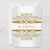 Elegant Pearls White Gold Elegant Birthday Party Kaart (Voorkant)