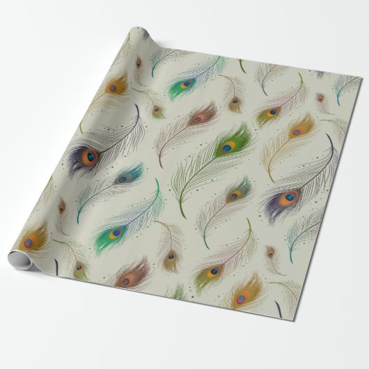 Elegant pekelvederpatroon Verlooppapier Cadeaupapier (Uitgerold)