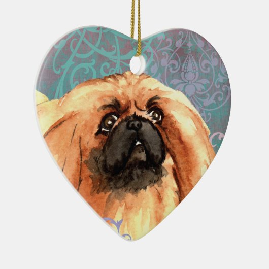 Elegant Pekingese Keramisch Ornament (Rechts)