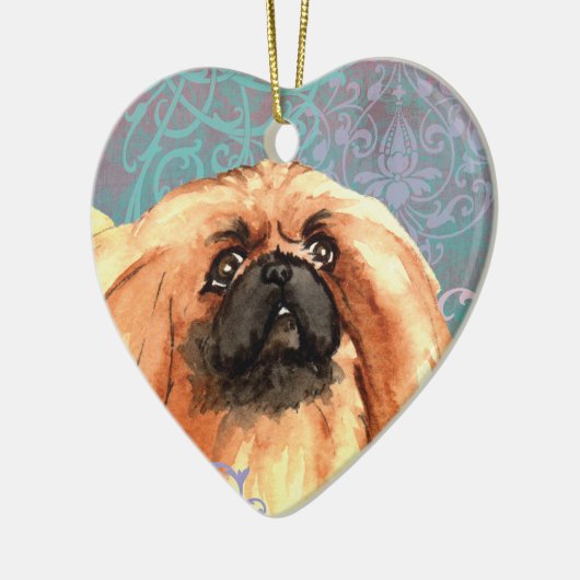 Elegant Pekingese Keramisch Ornament (Links)