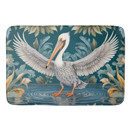 Elegant Pelikaan Vogel Tropisch Paradijs Badmat (Voorkant)