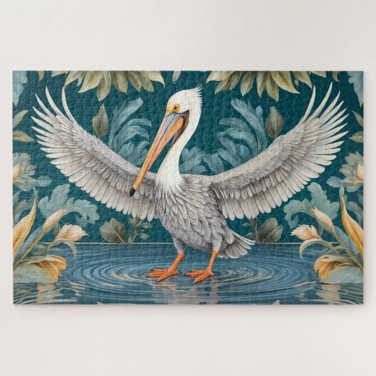 Elegant Pelikaan Vogel Tropisch Paradijs Legpuzzel (Horizontaal)