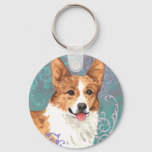 Elegant Pembroke Welsh Corgi Sleutelhanger (Voorkant)