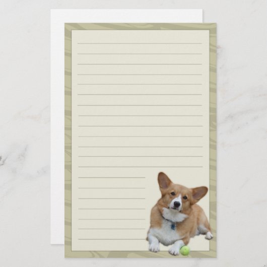Elegant Pembroke Welsh Corgi Stationery Briefpapier (Voorkant / Achterkant)