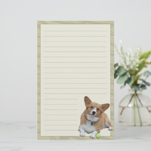 Elegant Pembroke Welsh Corgi Stationery Briefpapier (Staand voorkant)