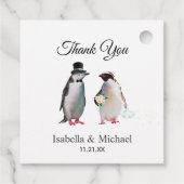 Elegant Penguin Couple Dank je huwelijk Bedankjes Labels (Achterkant)