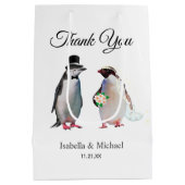 Elegant Penguin Couple Dank je huwelijk Medium Cadeauzakje (Achterkant)