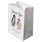 Elegant Penguin Couple Dank je huwelijk Medium Cadeauzakje (Achterkant Gekanteld)