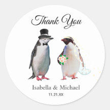 Elegant Penguin Couple Dank je huwelijk