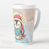 Elegant Penguin Reading Latte Art Coffee Mug Mok (Rechterhoek)