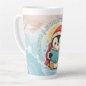 Elegant Penguin Reading Latte Art Coffee Mug Mok (Linkerhoek)