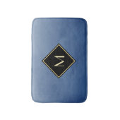 Elegant penseel blauw met eenvoudig goudmonogram badmat (Voorkant Verticaal)