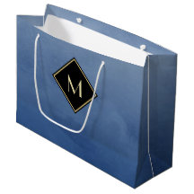 Elegant penseel blauw met eenvoudig goudmonogram