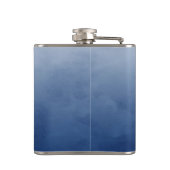 Elegant penseel blauw met eenvoudig goudmonogram heupfles (Achterkant)