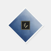 Elegant penseel blauw met eenvoudig goudmonogram servetten (Hoek)