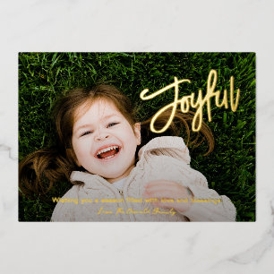 Elegant penseel schrift vrolijke foto modern kerst folie feestdagenkaart