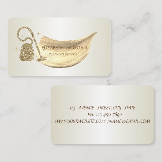 Elegant penseel Slag Glitter Vacuum cleaner Visitekaartje (Voorkant / Achterkant)