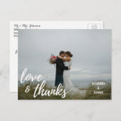 Elegant penseelscript LOVE & BEDANKT w/ FOTO Briefkaart (Voorkant / Achterkant)