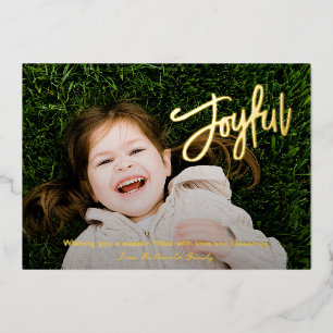 Elegant penseelscript Vrolijke foto Moderne kerst Folie Feestdagenkaart
