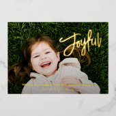 Elegant penseelscript Vrolijke foto Moderne kerst Folie Feestdagenkaart (Voorkant)