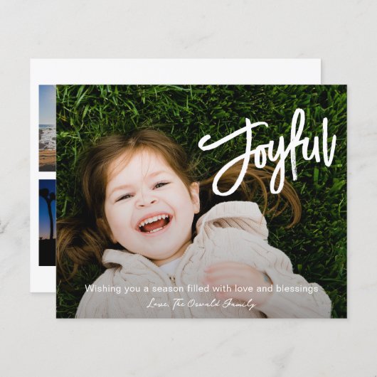 Elegant penseelscript Vrolijke moderne kerst Kaart (Voorkant / Achterkant)