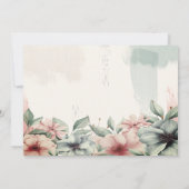 Elegant penseelstreek, Floral slaat de datum op Save The Date (Achterkant)