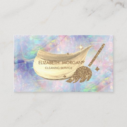 Elegant penseelstreek glitter-kamer holografisch visitekaartje (Voorkant)