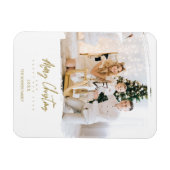 Elegant penseelstreek Lijst Custom Photo Christmas Magneet (Horizontaal)