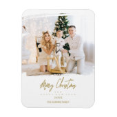 Elegant penseelstreek Lijst Custom Photo Christmas Magneet (Verticaal)