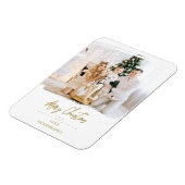 Elegant penseelstreek Lijst Custom Photo Christmas Magneet (Linkerzijde)