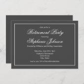 Elegant pensioen donkergrijs feest kaart (Voorkant / Achterkant)