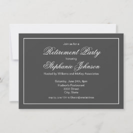 Elegant pensioen donkergrijs feest kaart