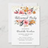 Elegant Pensioen Partij | Bloemblush roze goud Kaart (Voorkant)