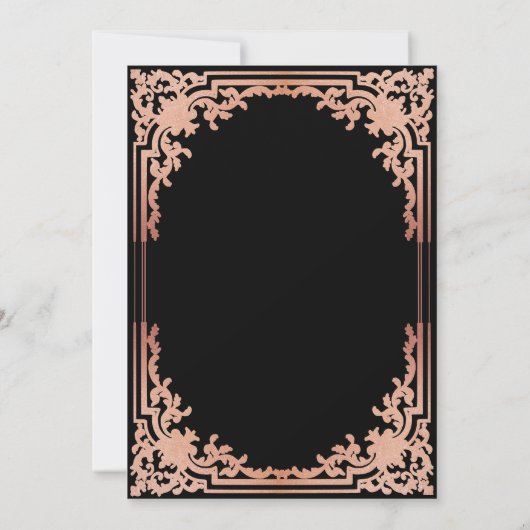 Elegant Pensioen Party Zwart Roze Rose Goud Kaart (Achterkant)