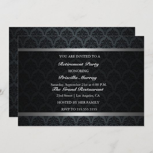 Elegant  pensioneringspartij kaart (Voorkant / Achterkant)