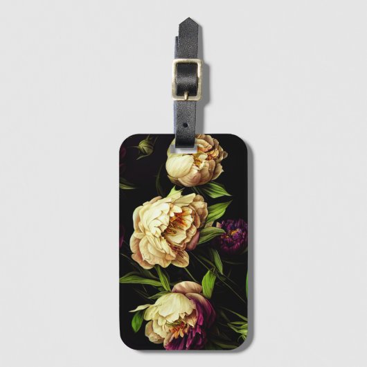 Elegant Peonies en Rozen Bagagelabel (Voorkant (verticaal))