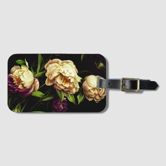 Elegant Peonies en Rozen Bagagelabel (Voorkant (horizontaal))