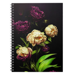 Elegant Peonies en Rozen Spiral Notitieboek
