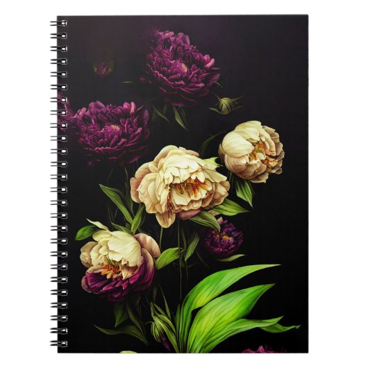 Elegant Peonies en Rozen Spiral Notitieboek (Voorkant)