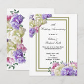 Elegant Peonies Floral 50e Jubileum Uitnodiging (Voorkant / Achterkant)